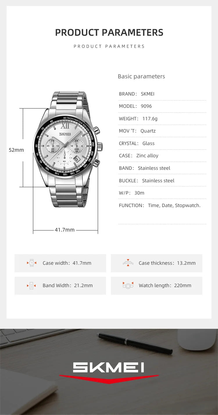 Original SKMEI Watch | 100% Authentic | SKMEI 9096 Silver