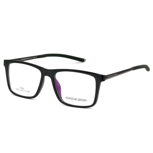 Black Porsche Design eyeglasses on a white background