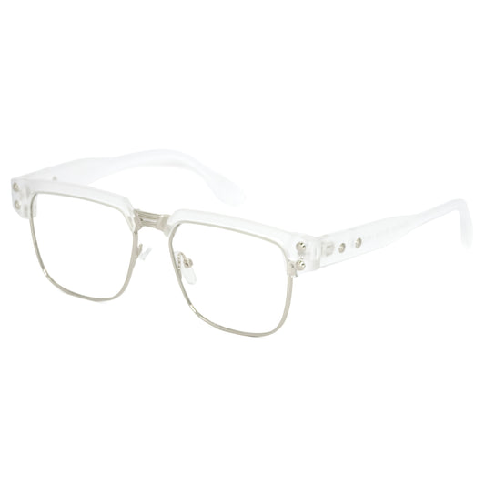 Clear eyeglasses on a white background