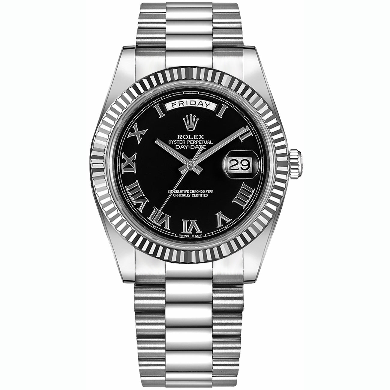 ROLEX Watch Day Date 41 Silver Black