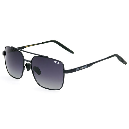 Black sunglasses with gradient lenses on a white background