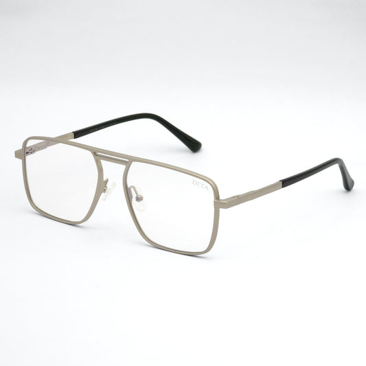 Metallic aviator glasses on a white background