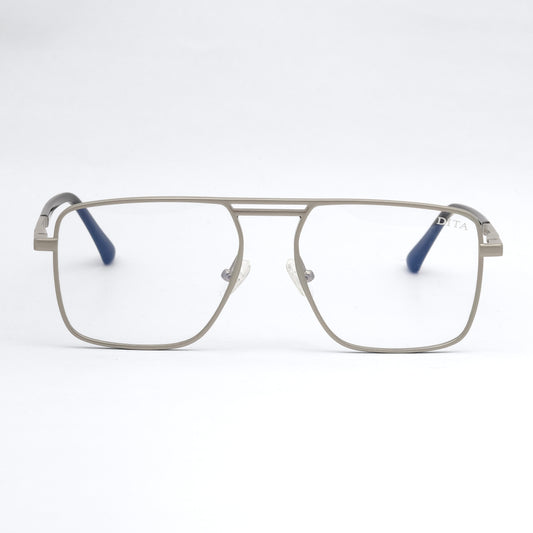 Silver eyeglasses on a white background
