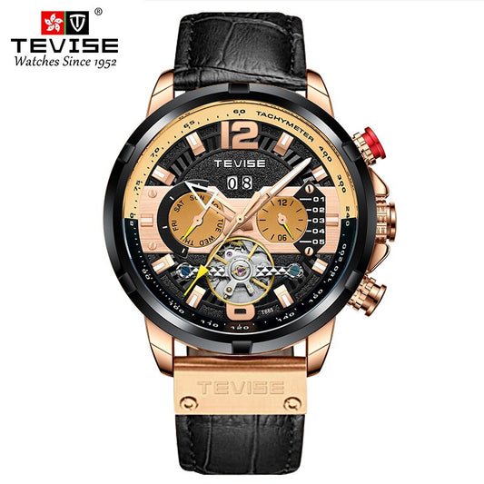 Tevise Mechanical Automatic Premium Quality Watch | Tevise 27 Black Golden