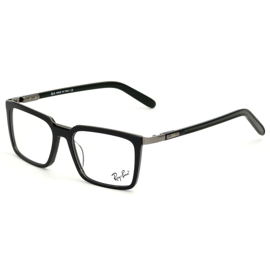 Black eyeglasses with 'Ray-Ban' logo on a white background