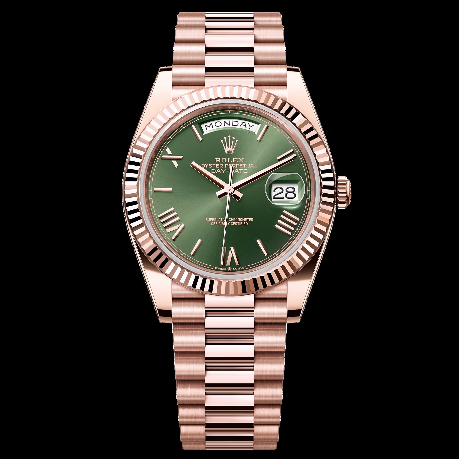 ROLEX Watch Day Date 40 Rose Gold Green Fast Fashion rolex-watch-day-date-40-rose-gold-green-fast-fashion