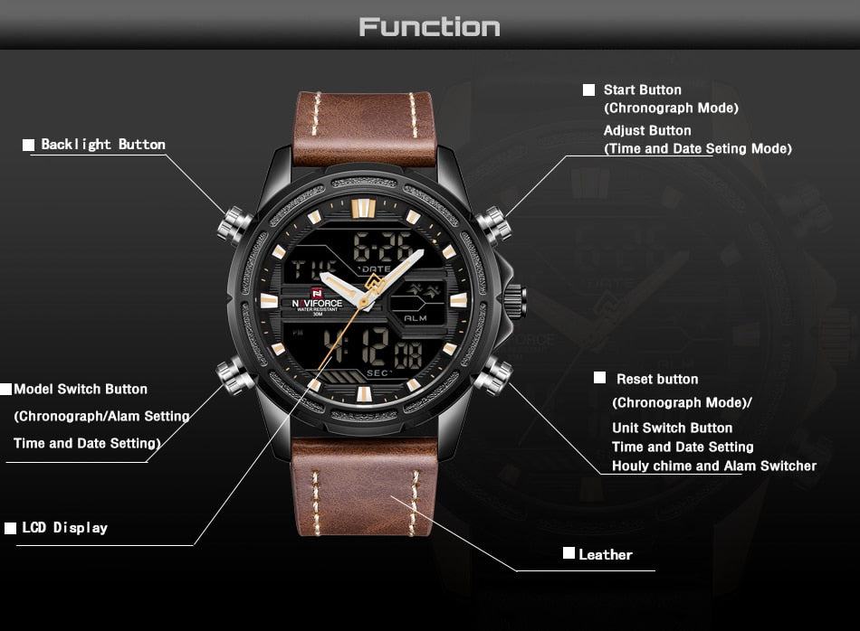 Original NAVIFORCE Stylish Waterproof Quartz Watch for Men | NF 37