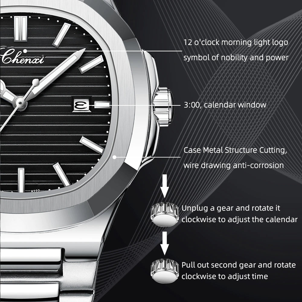 Premium Quality Stainless Steel Classic Quartz Watch - Chenxi 02