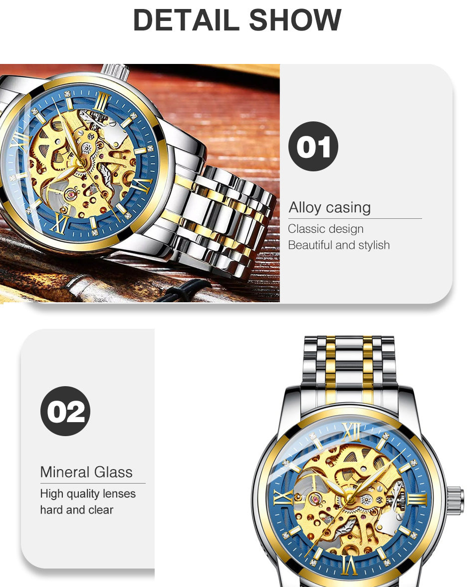 Original BIDEN Mechanical Automatic Self-Wind Wristwatche Watch - Biden 46 Silver Blue