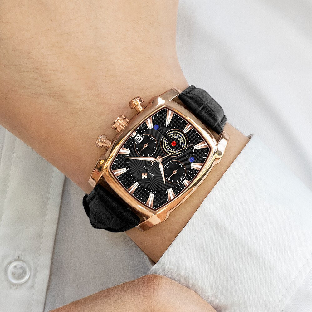 2021 WWOOR Sports Watch Men's Top Luxury Brand Waterproof Leather Quartz Watches For Men Chronograph Clocks Relogio Masculino - WWOOR 01