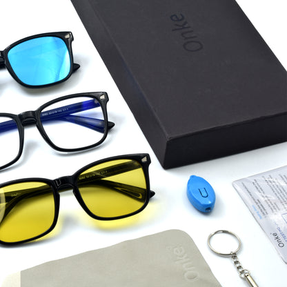 ONKE 3in1 Pack Blue Light Eyeglasses Frame Anti Blue Ray for Men Women | ONKE Glass 1001