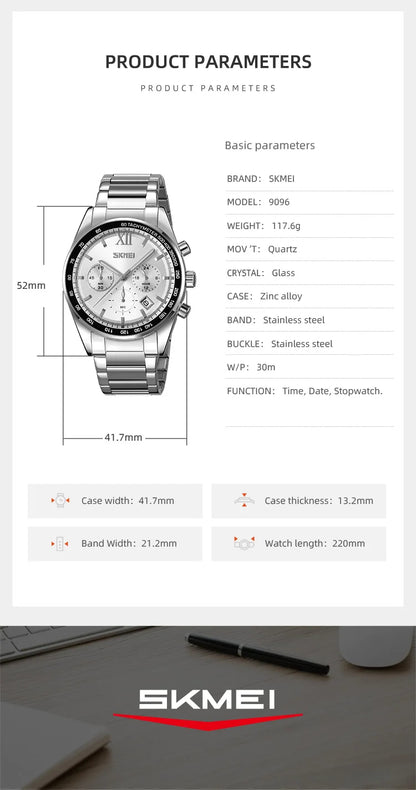 Original SKMEI Watch | 100% Authentic | SKMEI 9096 Silver