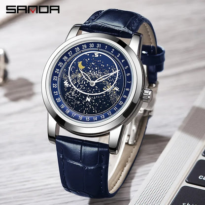 Sanda Starlink Full Bezel Star Rotating Dial Quartz Watch | Starlink 1001