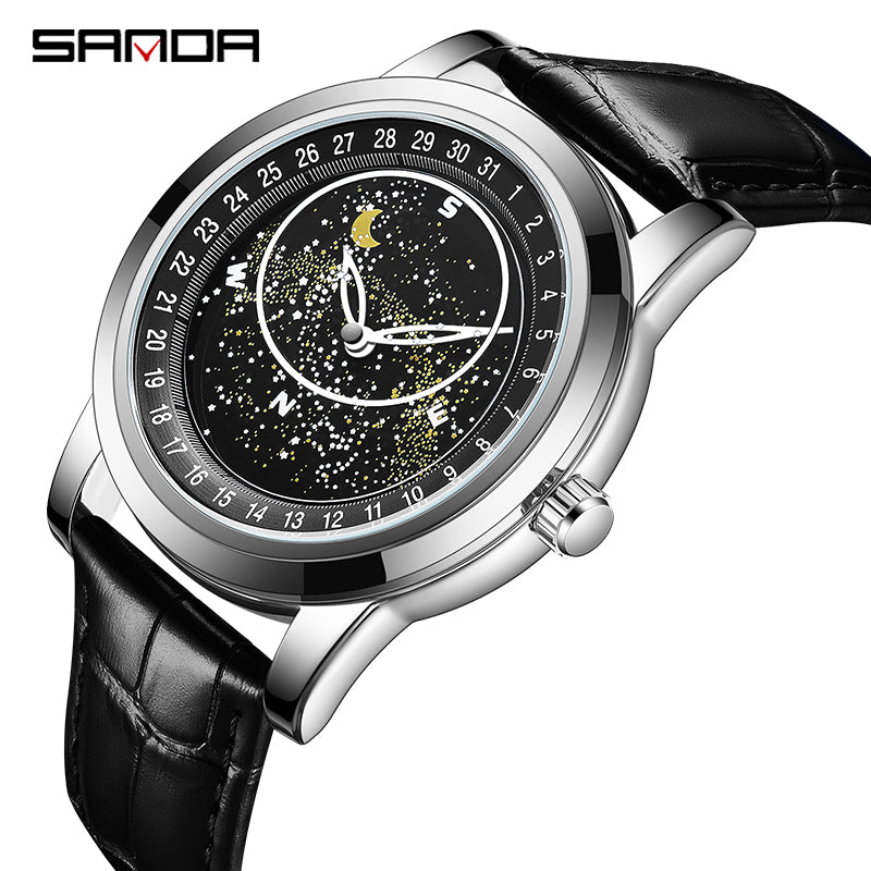 Sanda Starlink Full Bezel Star Rotating Dial Quartz Watch | Starlink 1001