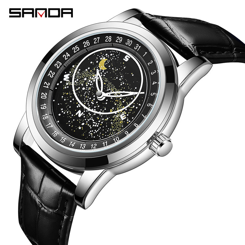 Sanda Starlink Full Bezel Star Rotating Dial Quartz Watch | Starlink 1 ...