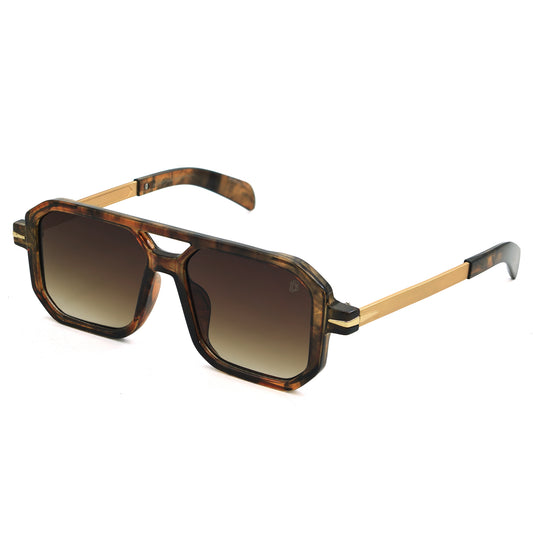 A pair of DAVID BECKHAM sunglasses with a hexagonal frame design and gold-colored temples.