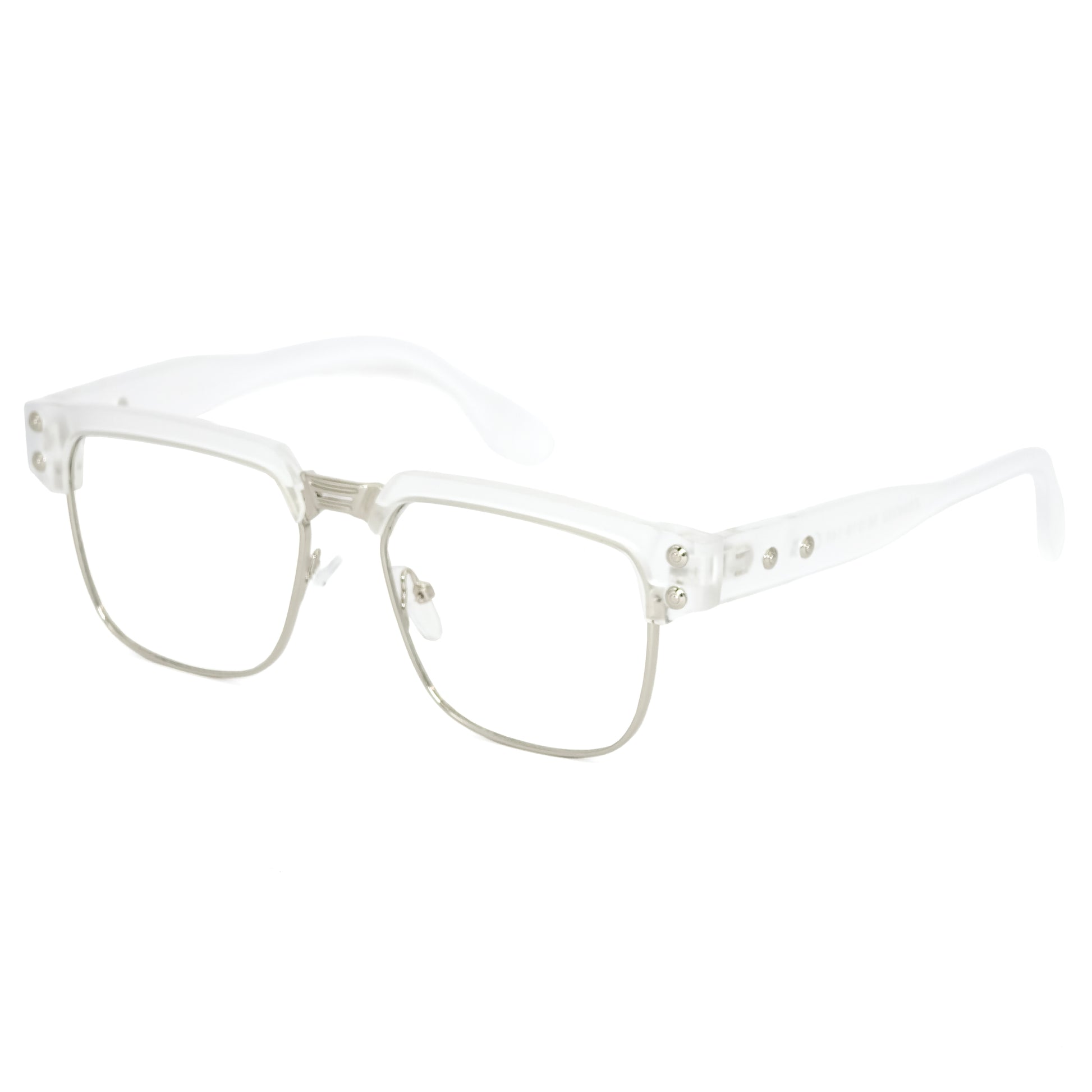 Clear eyeglasses on a white background