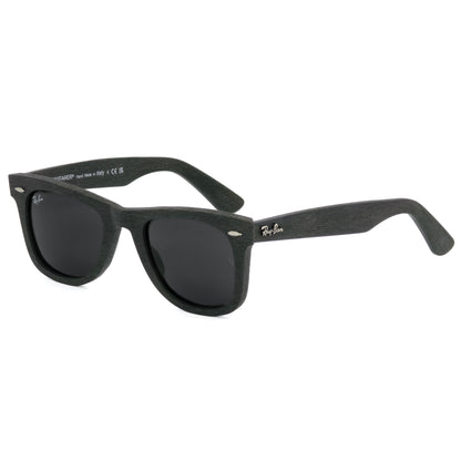 Black sunglasses with 'Ray-Ban' logo on a white background