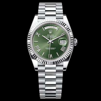 RLX Watch Day Date 40 Silver Green