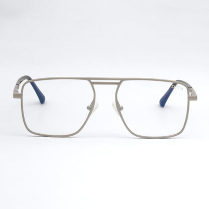 Silver eyeglasses on a white background