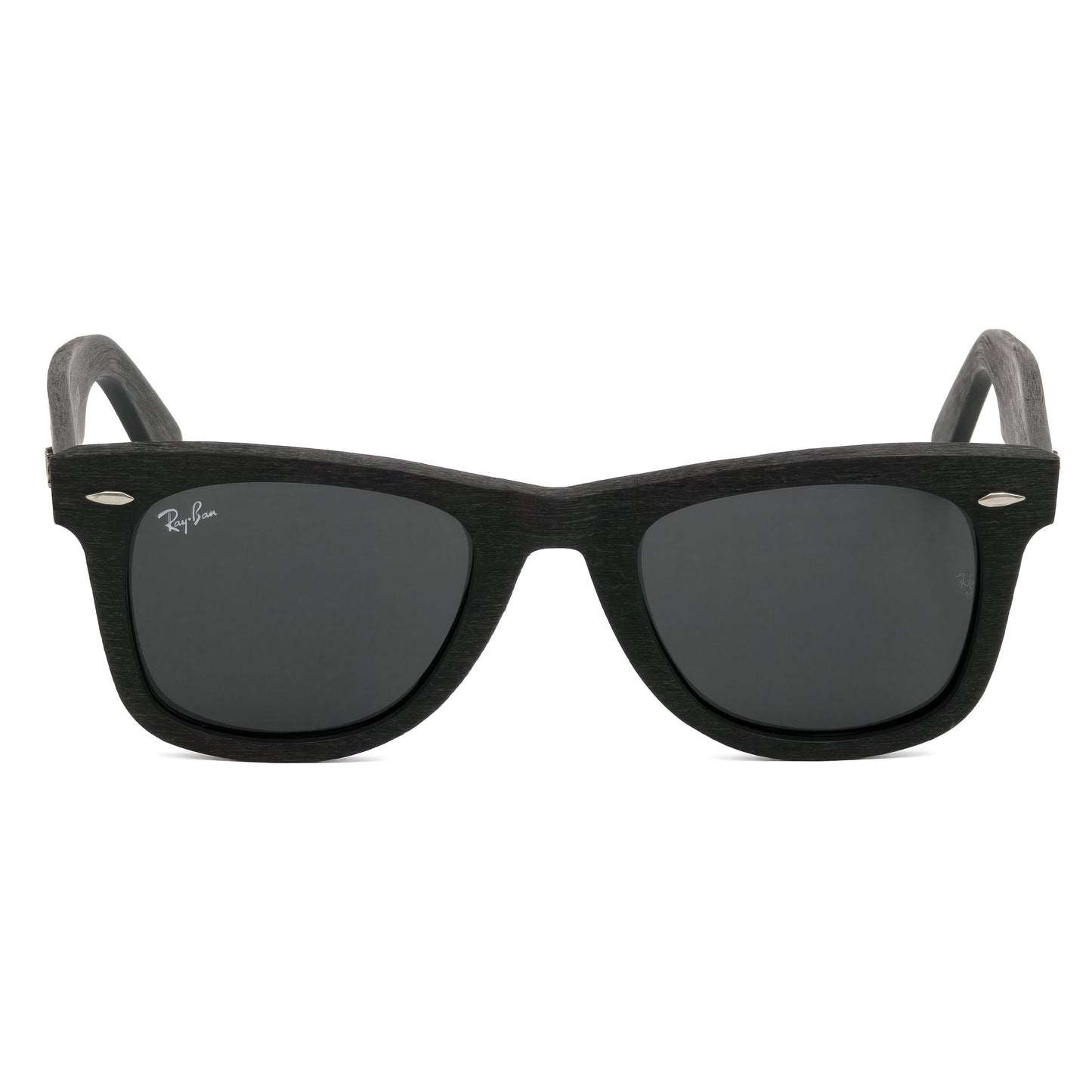 Black sunglasses with gray frames on a white background