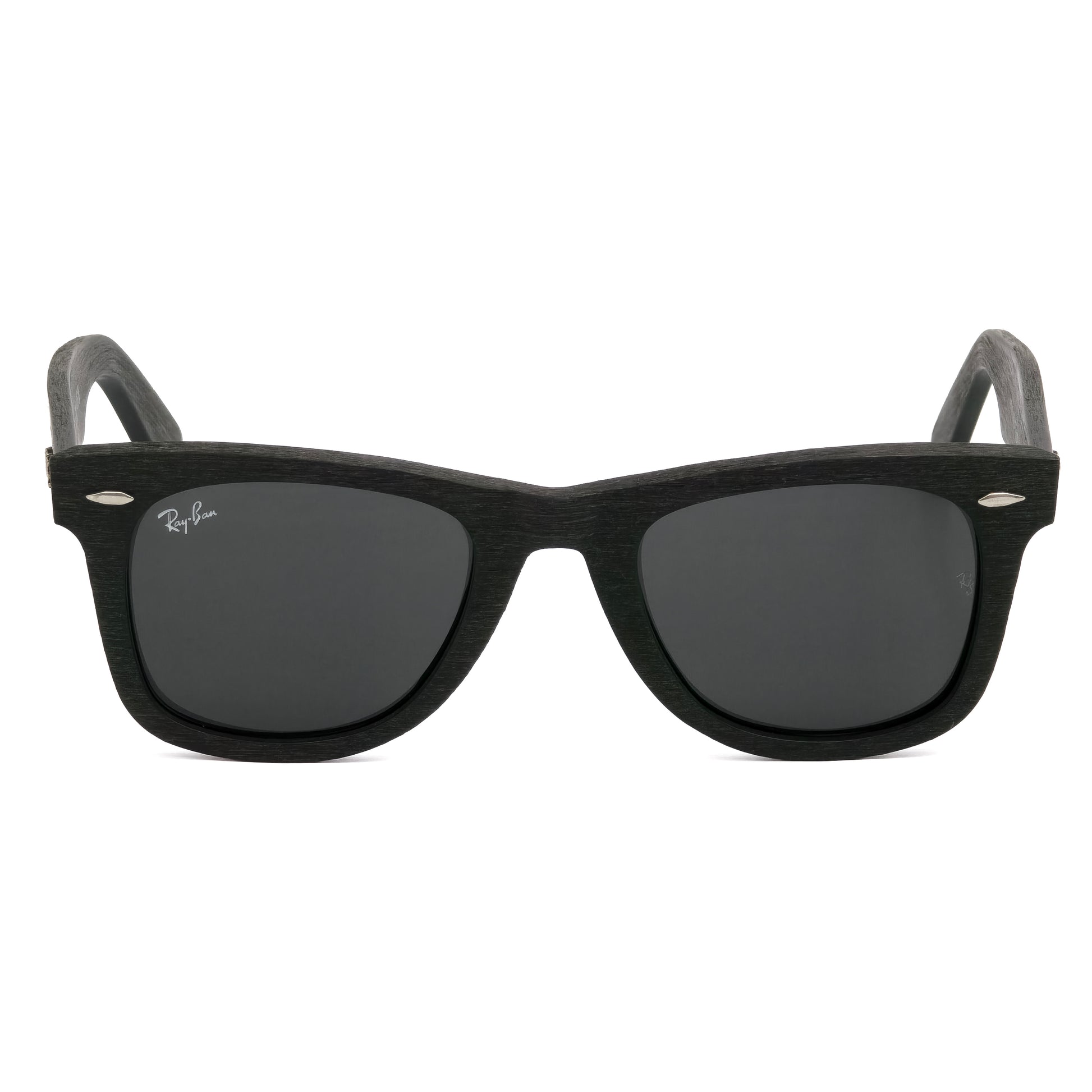 Black sunglasses with gray frames on a white background