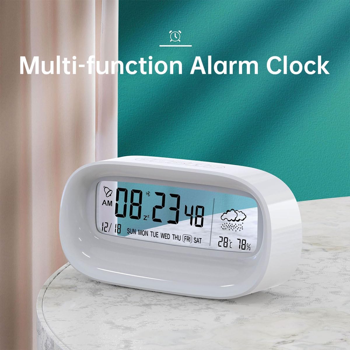 Display Table Clock Digital Transparent LED Display Desk Clock | Temperature | Humidity ...