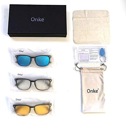 ONKE 3in1 Pack Blue Light Eyeglasses Frame Anti Blue Ray for Men Women | ONKE Glass 1001
