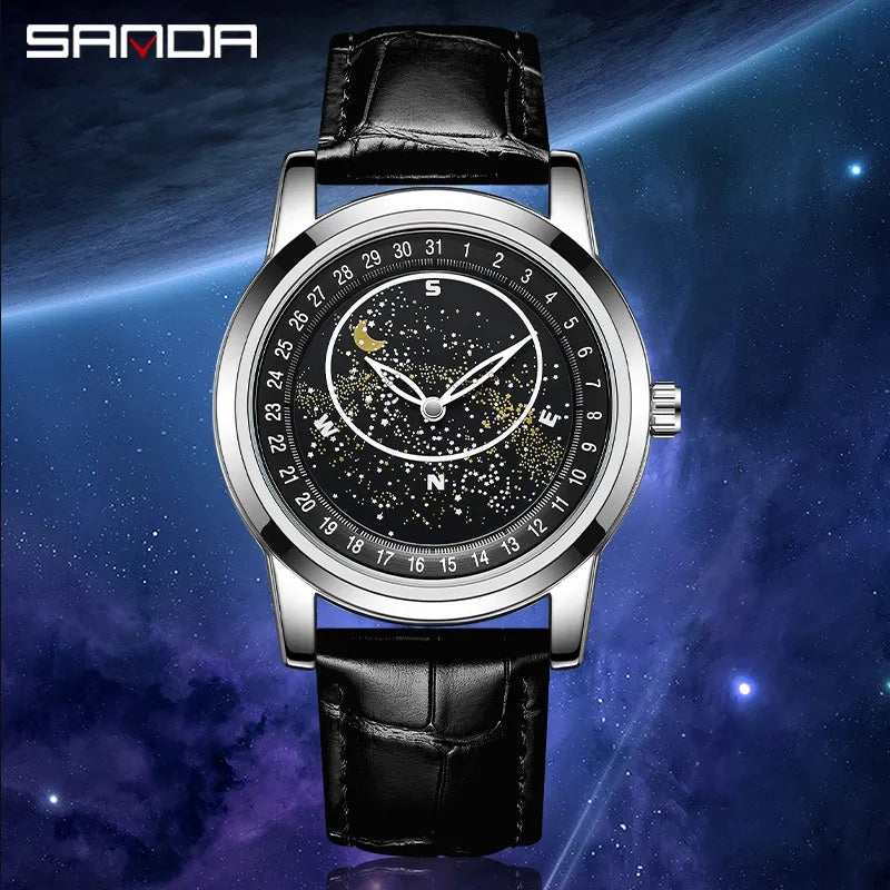 Sanda Starlink Full Bezel Star Rotating Dial Quartz Watch | Starlink 1001