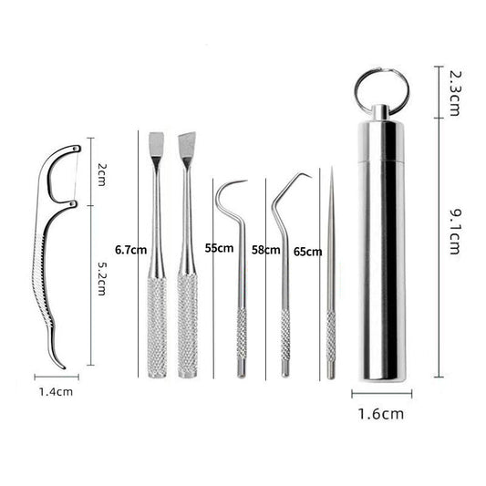 Stainless Steel Toothpick Set | Tooth Flossing Reusable Toothpicks Portable Set