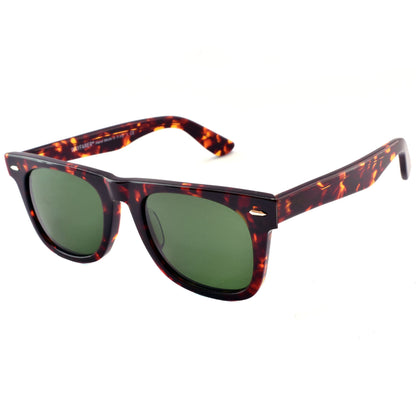 A pair of Ray Ban RB 108 sunglasses with brown frame and green lenses.