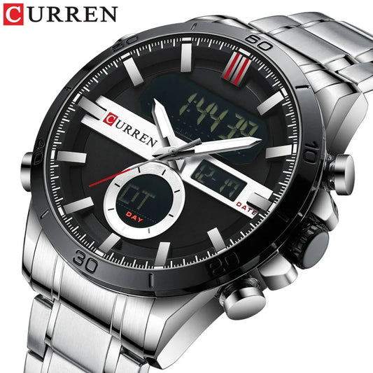 Curren Dual Time Stylish Stainless Steel Watch | Curren 8384