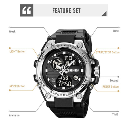 SKMEI Multifunction Dual Time Chrono Date Quartz Watch | SKMEI 2031