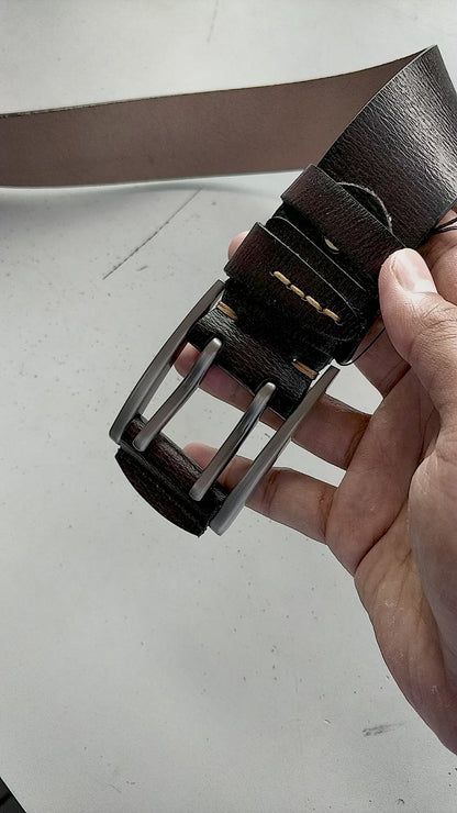 Premium Quality Double Pin Original Leather Belt | ORGN Belt 08 Dark Chocolate