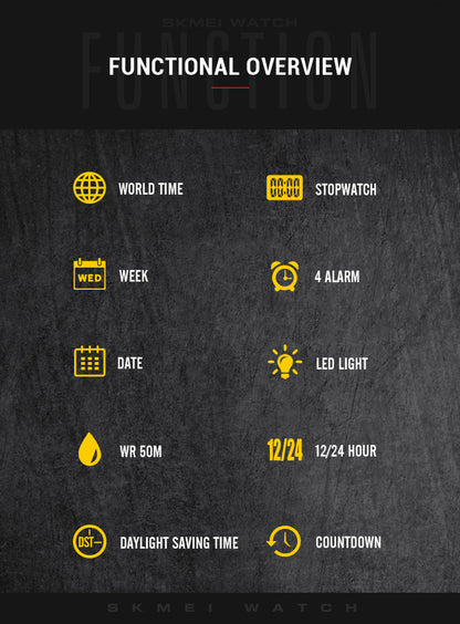 SKMEI Dual Time Digital LED Stylish Watch - SKMEI 66