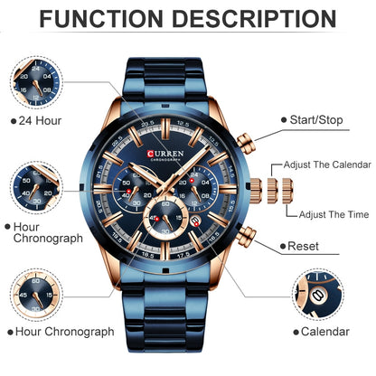 New Original Trendy Stylish Stainless Steel CURREN Watch for Men | Curren 23