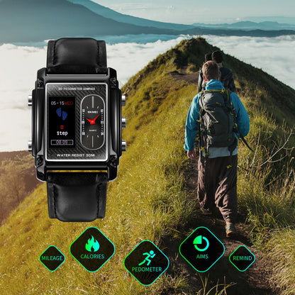 SKMEI Dual Time 3D Pedometer Compass Digital Analog Sport Watch | SKMEI 51