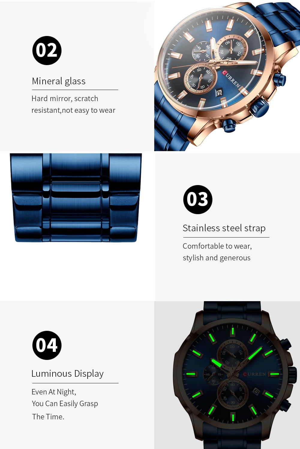 New Original Trendy Stylish Stainless Steel CURREN Watch for Men | Curren 24
