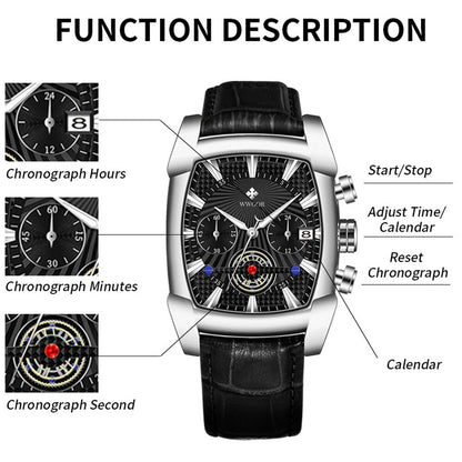 2021 WWOOR Sports Watch Men's Top Luxury Brand Waterproof Leather Quartz Watches For Men Chronograph Clocks Relogio Masculino - WWOOR 01