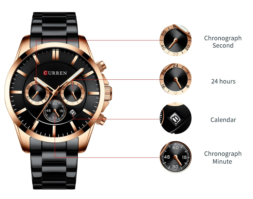 Original Trendy Stylish Stainless Steel CURREN Watch for Men | Curren 30