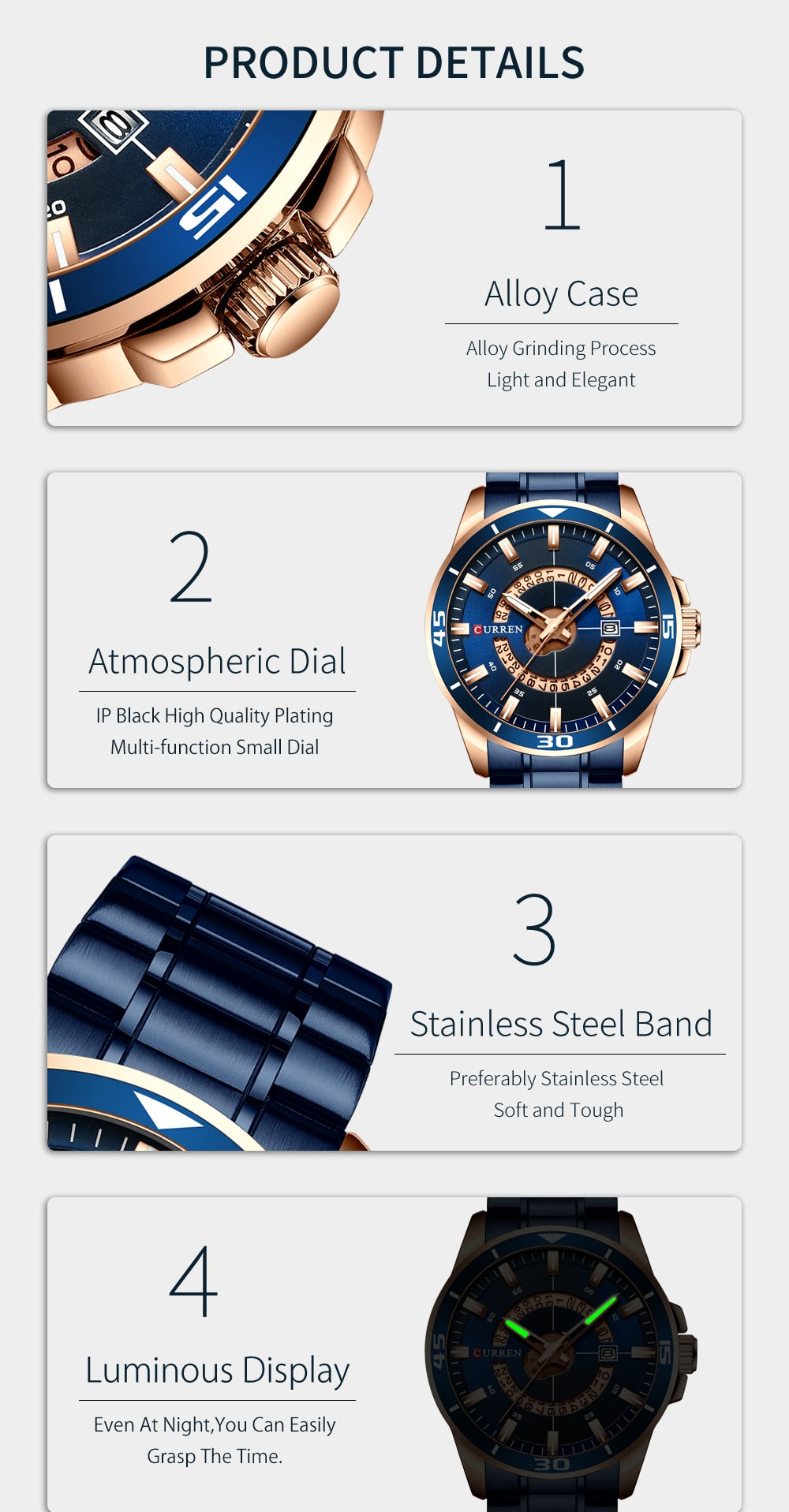 Original Trendy Stylish Stainless Steel CURREN Watch | Curren 28