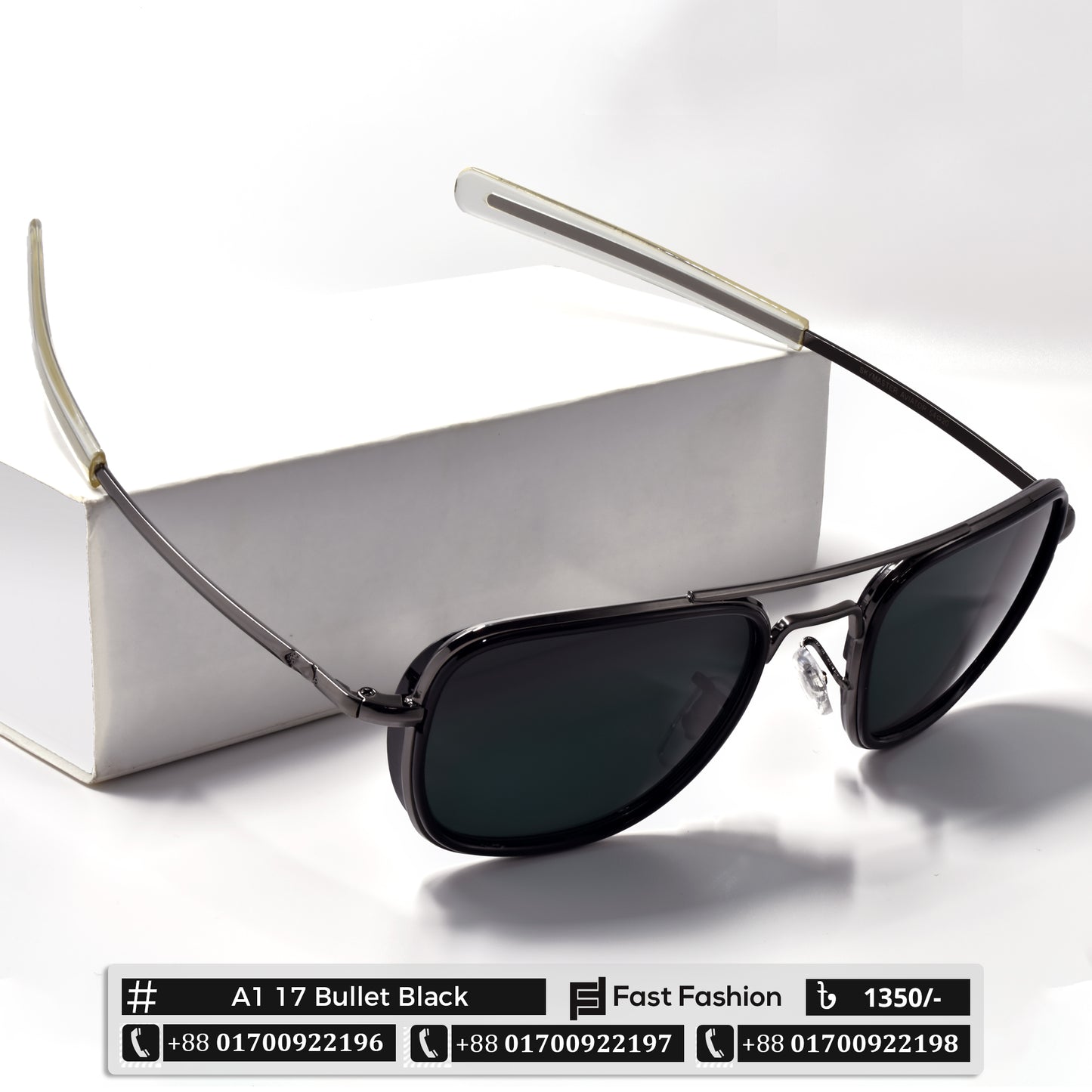 New Pilot Shape AO Design Sunglass for Men | A1 17 Bullet Black | New Arrival