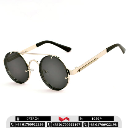 Round Shape Stylish Sunglass for Men | CRTR 24 | Black Color