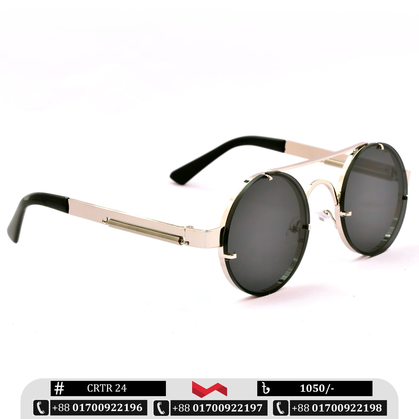 Round Shape Stylish Sunglass for Men | CRTR 24 | Black Color