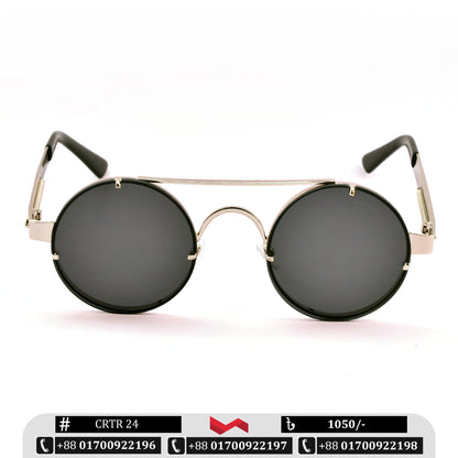 Round Shape Stylish Sunglass for Men | CRTR 24 | Black Color