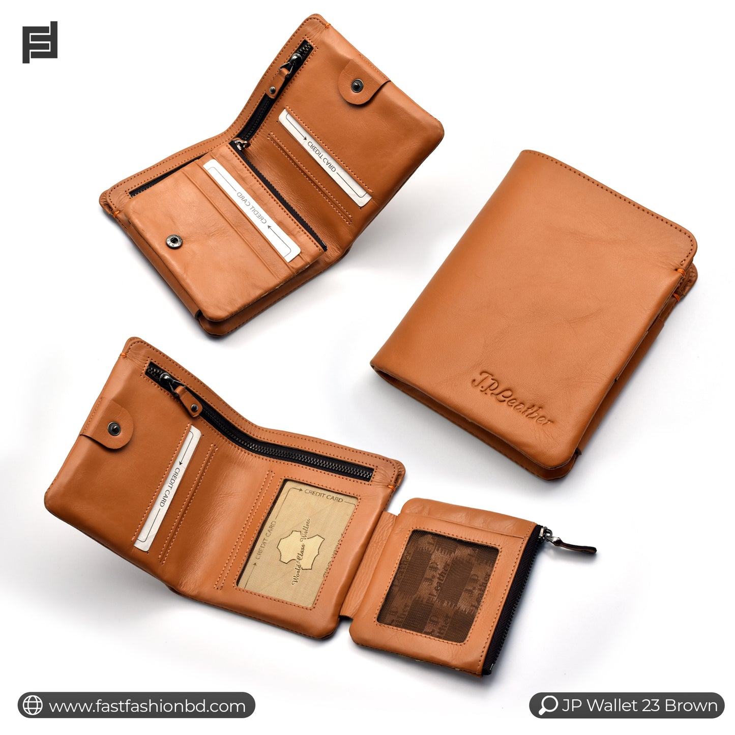 Original Leather Pocket Size Premium Quality Wallet | JP Wallet 23 Brown