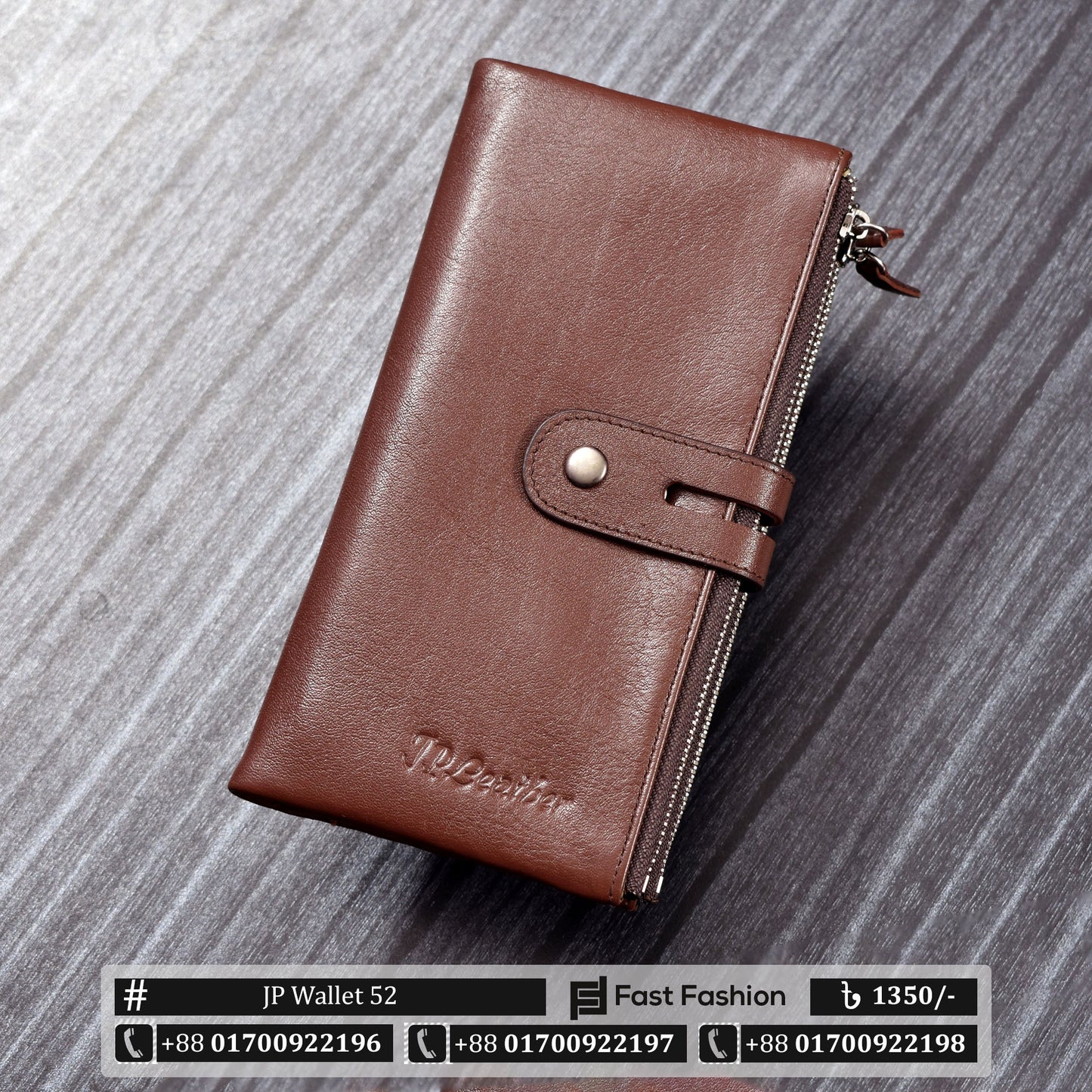 Premium Quality Original Leather Double Zipper Long Wallet | JP Wallet 52
