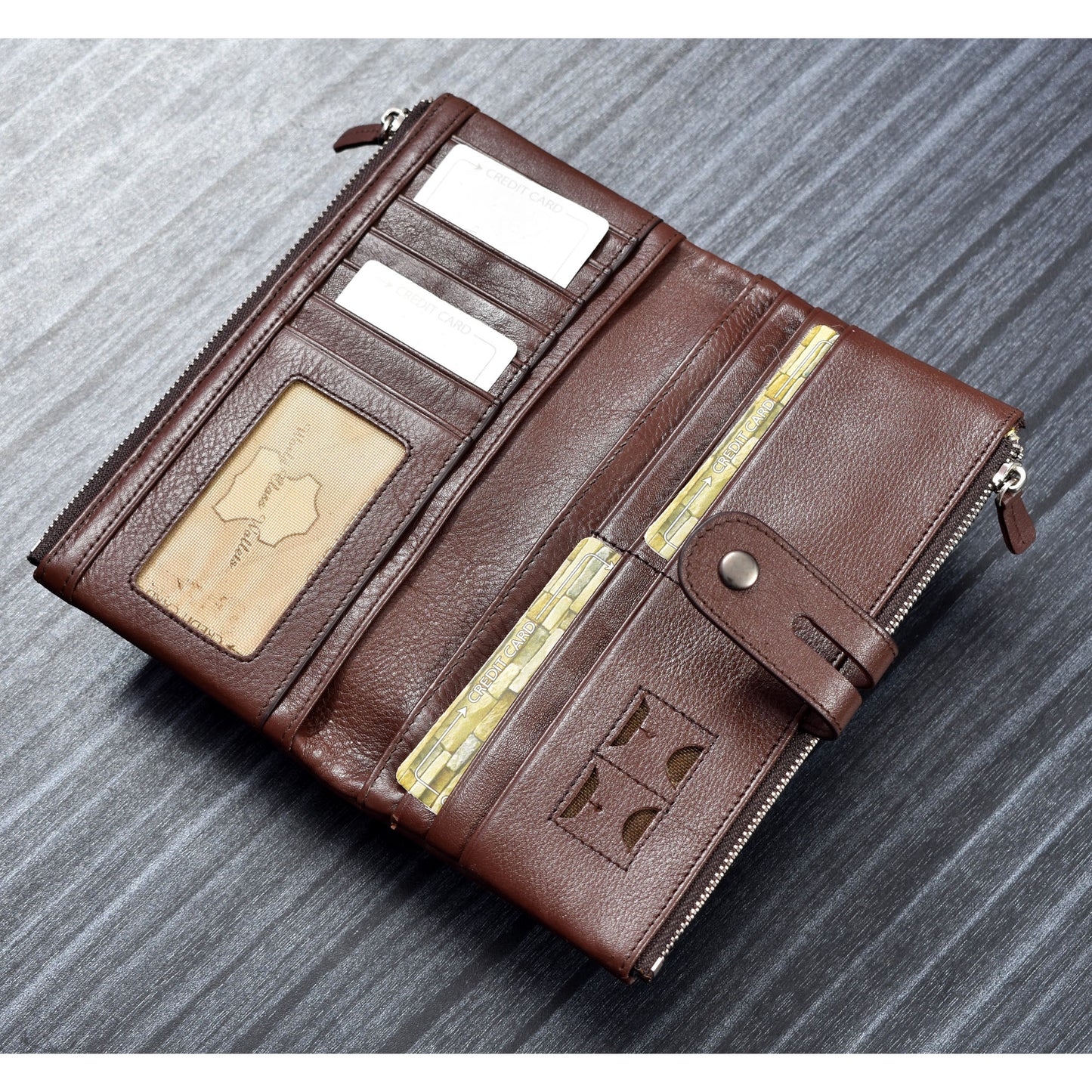 Premium Quality Original Leather Double Zipper Long Wallet | JP Wallet 52