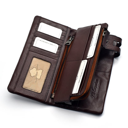 New Premium Quality Original Leather Long Wallet | JP Wallet 72 Chocoalte