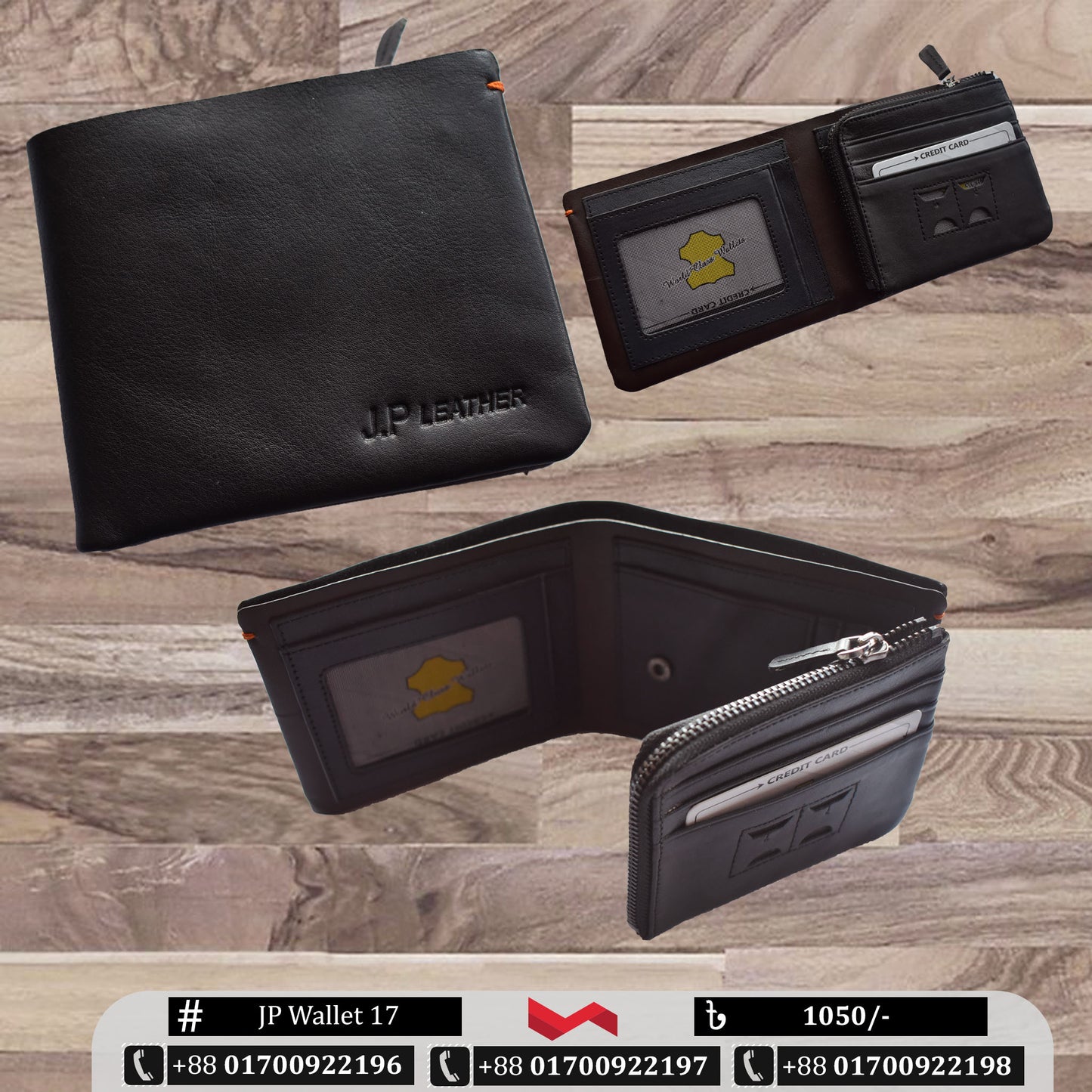 Leather Wallet Black Color | JP Wallet 17